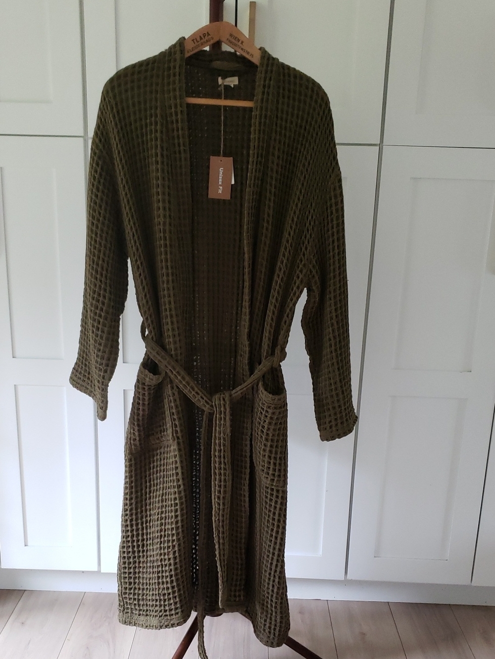 Cost Plus World Market Olive Green Waffle-Knit Robe